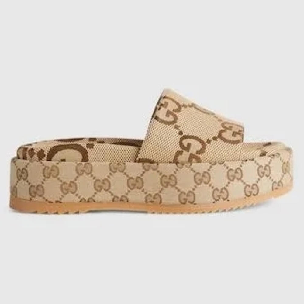 Gucci Women's Beige GG Platform Sandals